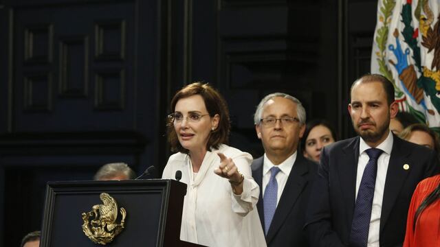 La senadora Lilly Téllez mostró su rechazo a la reforma al poder judicial durante su discusión en el Senado