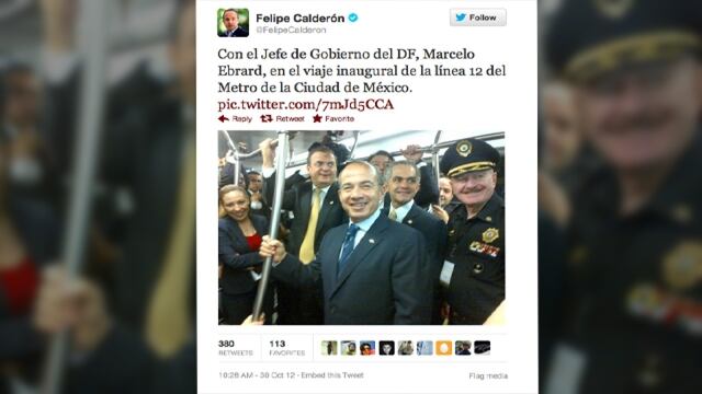 No solo se saludaron Ebrard y Calderón a propósito de Conago, sino que juntos inauguraron la línea 12 del metro, que por cierto no sirvió