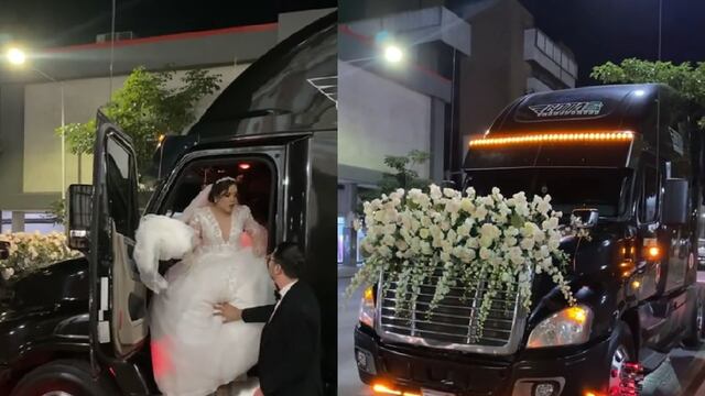 Novia de Culiacán llega en tráiler a su boda