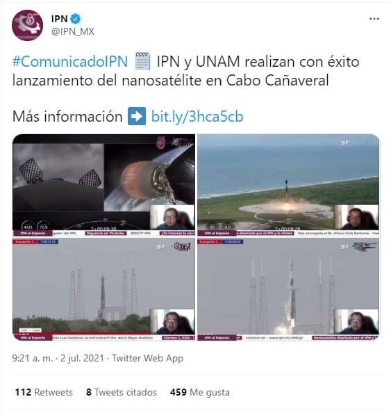 Nanosatélite del IPN y la UNAM es lanzado desde Cabo Cañaveral