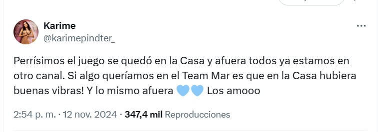 Tuit de Karime Pindter