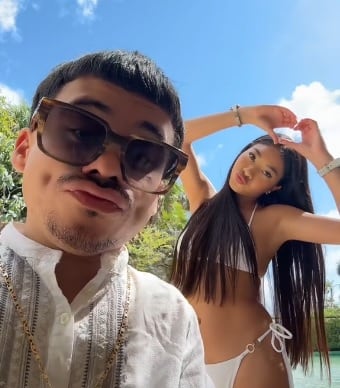 Abelito con su novia Aranza Salazar.