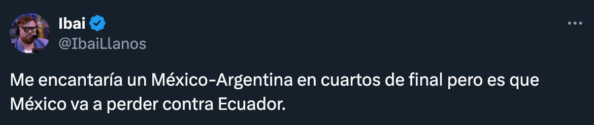 Ibai Llanos dice que México perderá contra Ecuador