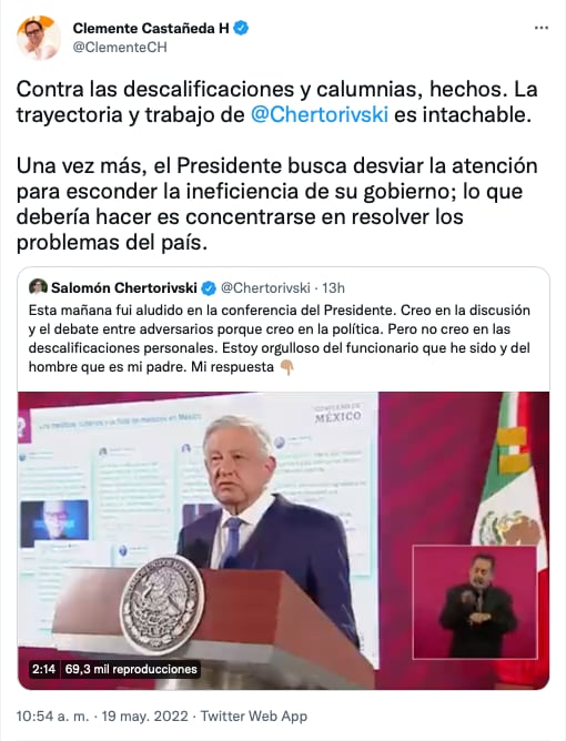 Clemente Castañeda defiende a Salomón Chertorivski de AMLO/@ClementeCH