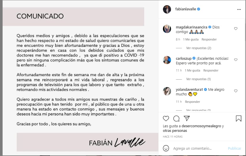 Fabián Lavalle "Fabiruchis" sufre contagio de Covid-19.