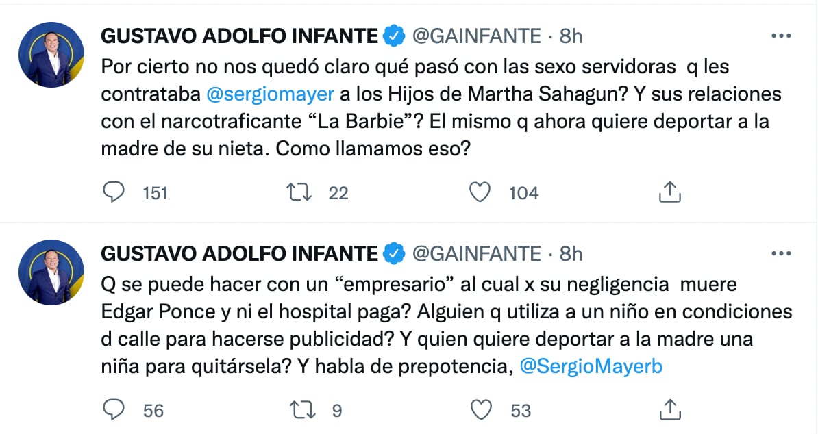 Gustavo Adolfo Infante asegura que Sergio Mayer tiene 'cola que le pisen'