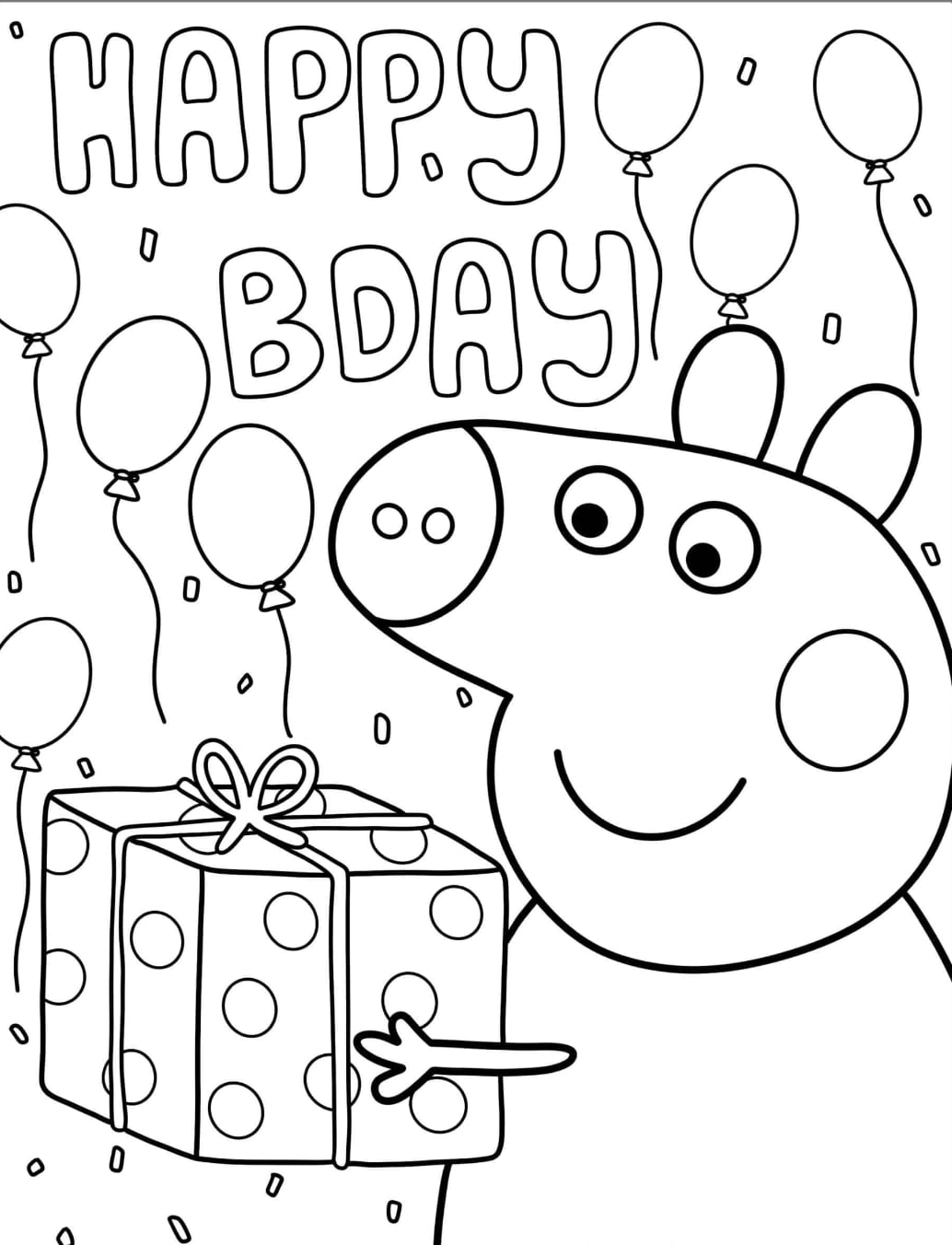 Peppa Pig con regalo de cumpleaños