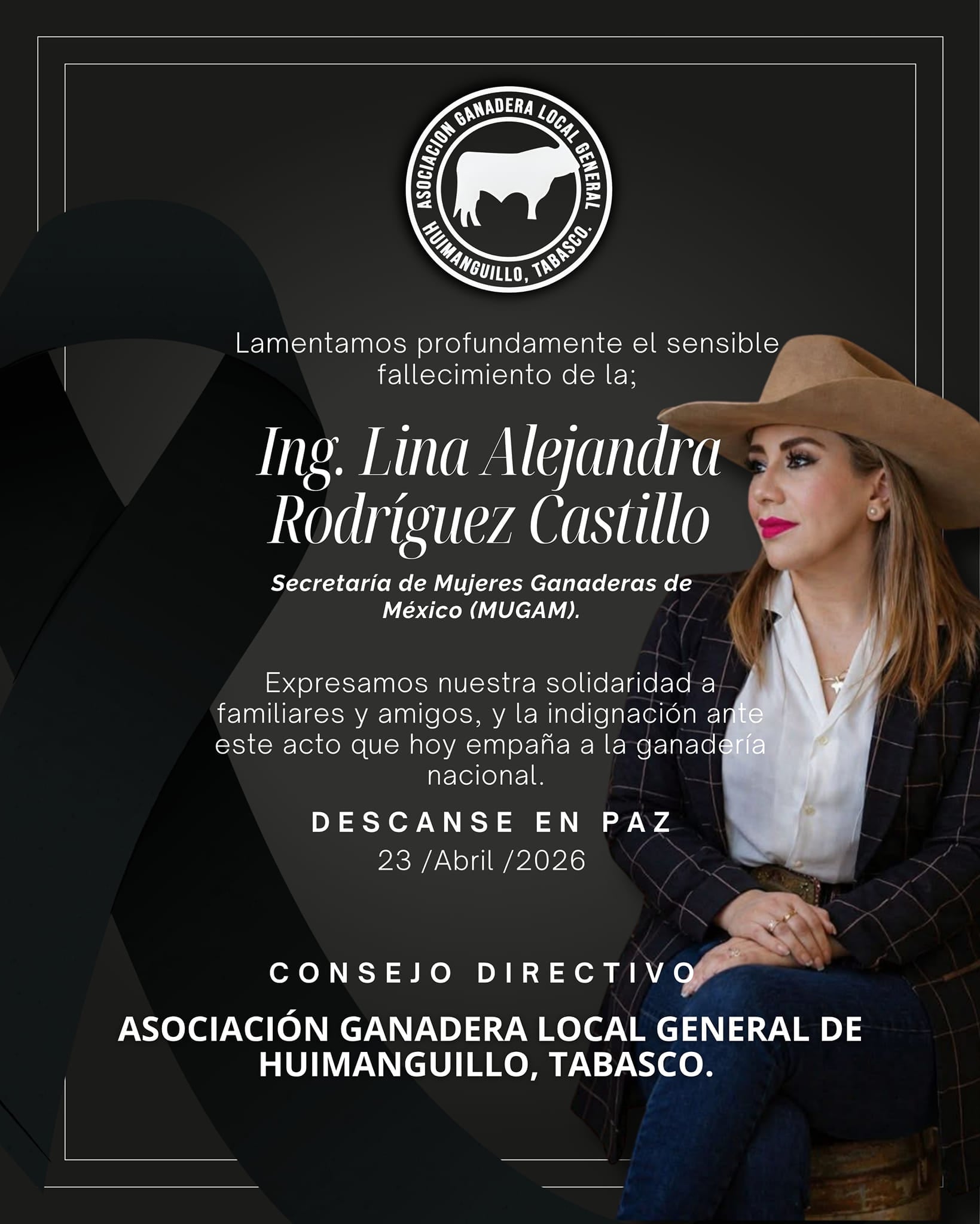 Mujeres Ganaderas de México piden esclarecer asesinato de Lina Rodríguez