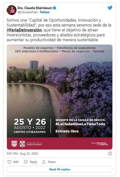 Tuit de Claudia Sheinbaum