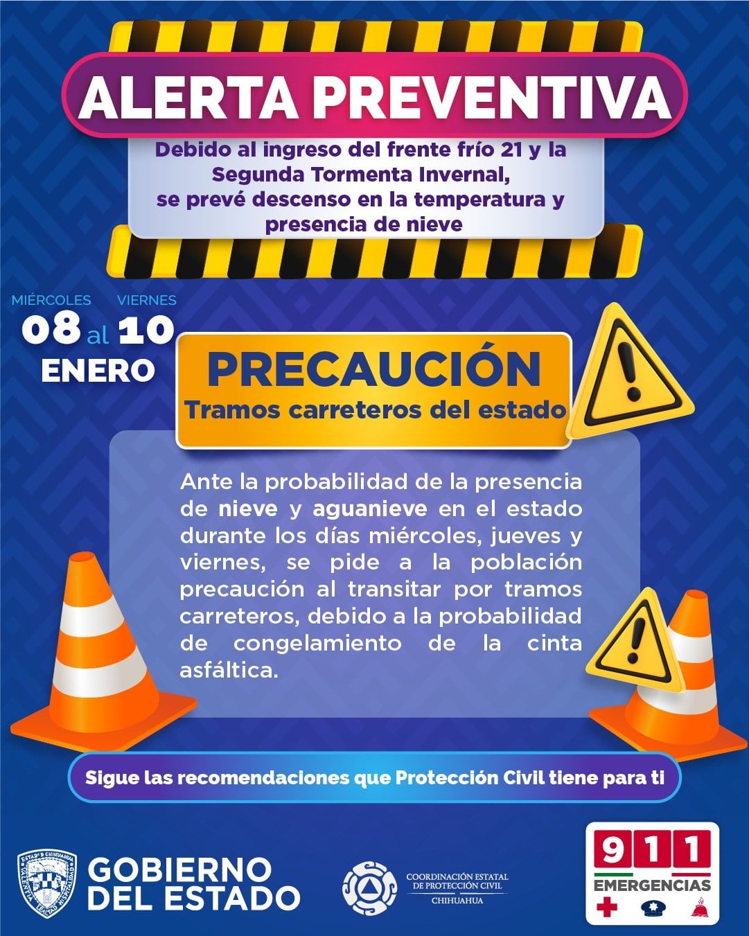 Alerta por nieve en Chihuahua.