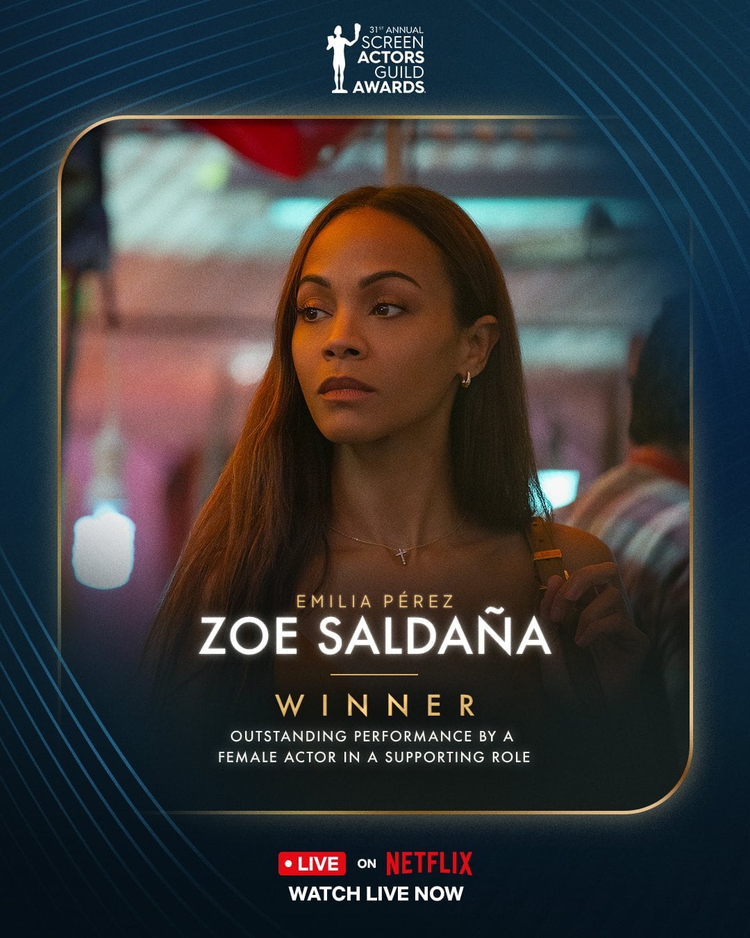 Zoe Saldaña, ganadora SAG Awards 2025