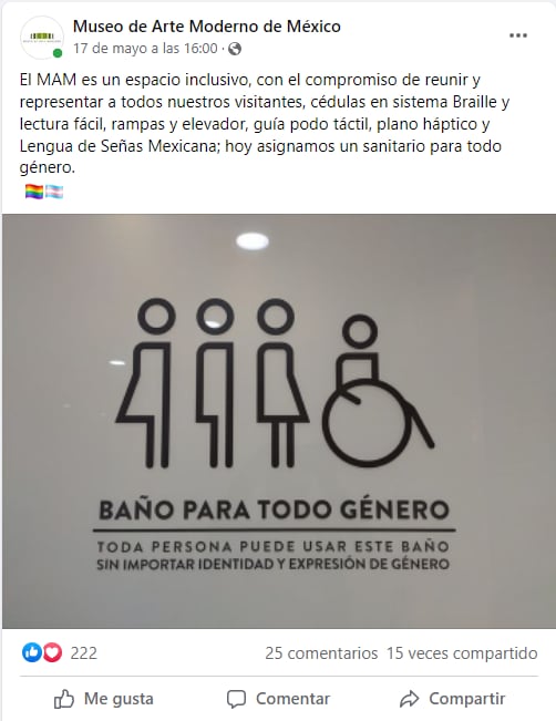 Anuncio del Museo de Arte Moderno anunciando el 'baño para todo género'
