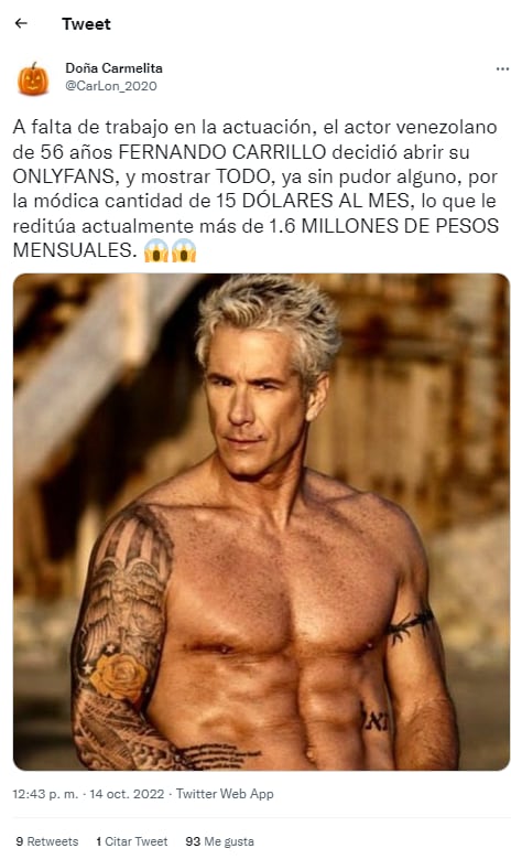 Ganancias de Fernando Carrillo en OnlyFans