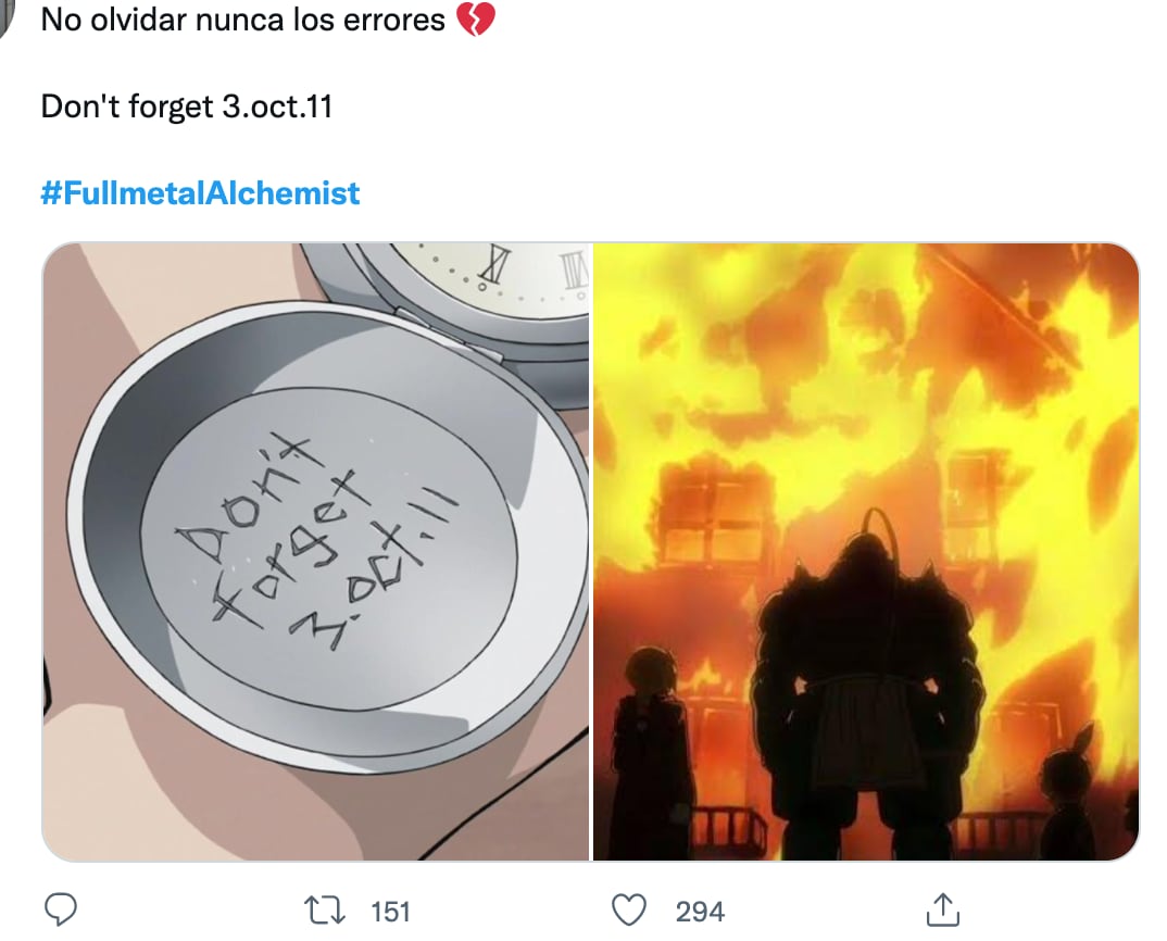 Recuerdan a 'Fullmetal Alchemist' este 3 de octubre