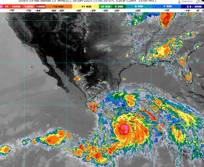 Trayectoria del Huracán Erick, previsiones de Conagua para el 18 de junio y las primeras horas del 19 de junio