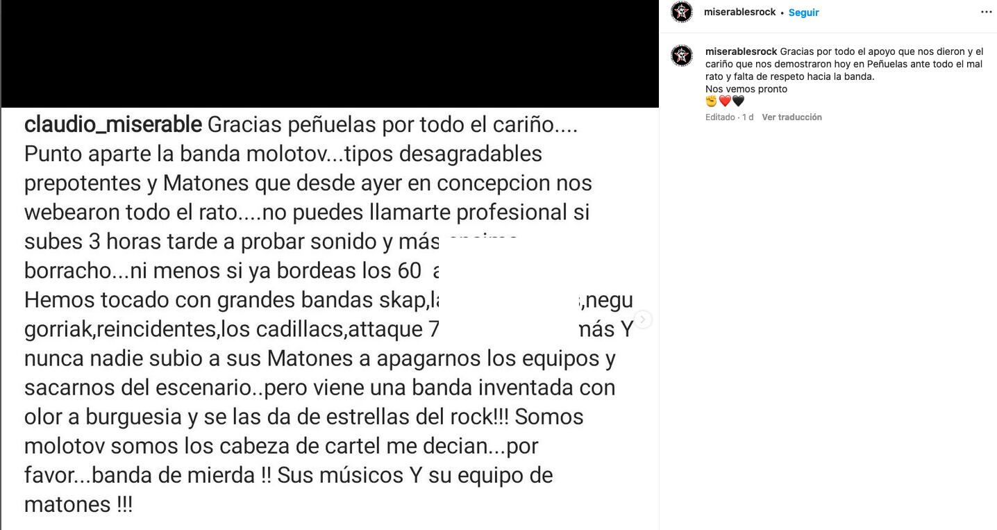 Vocalista de Los Miserables cuenta qué pasó con Molotov en Chile.
