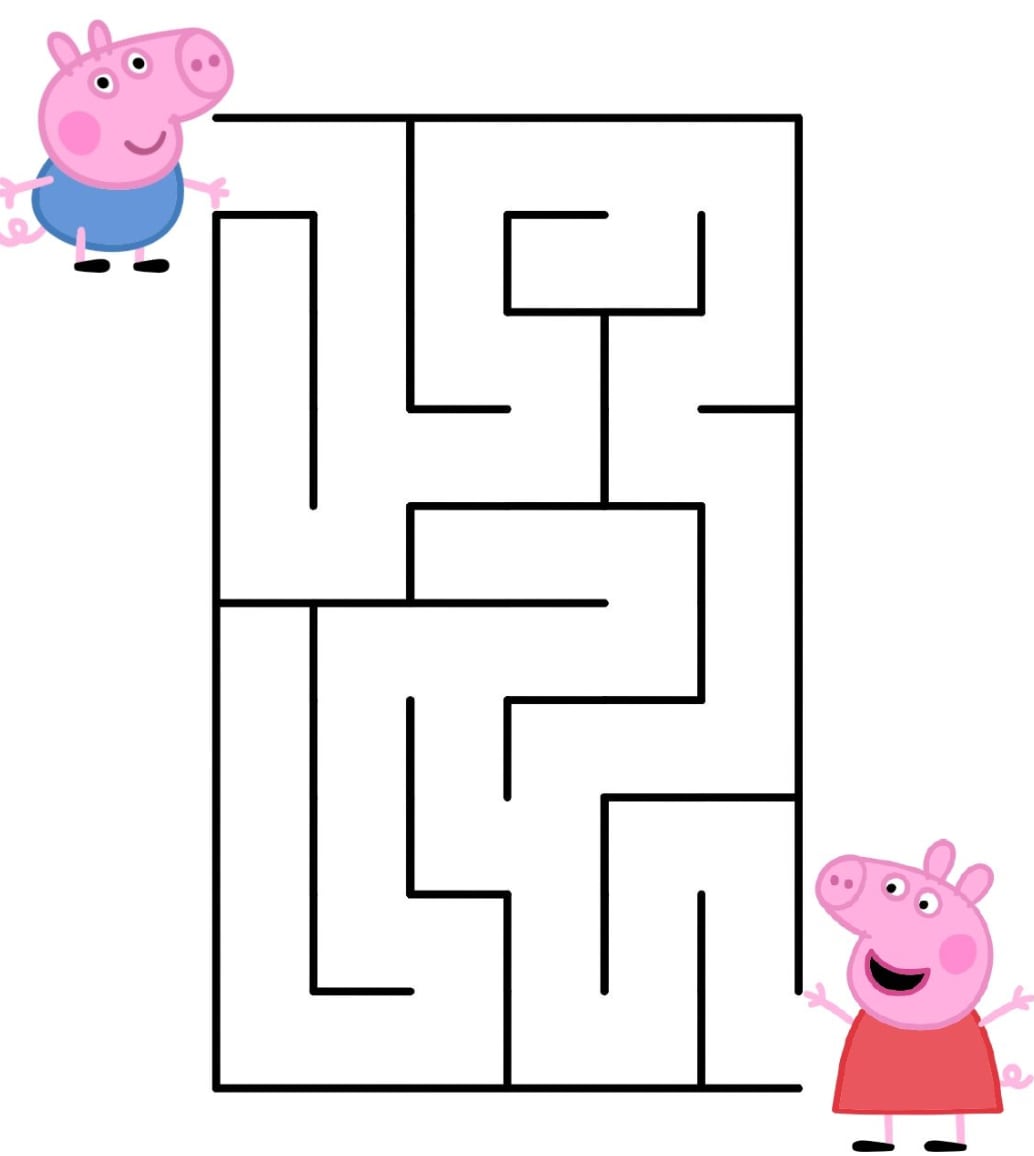Laberinto en las actividades de Peppa Pig para imprimir