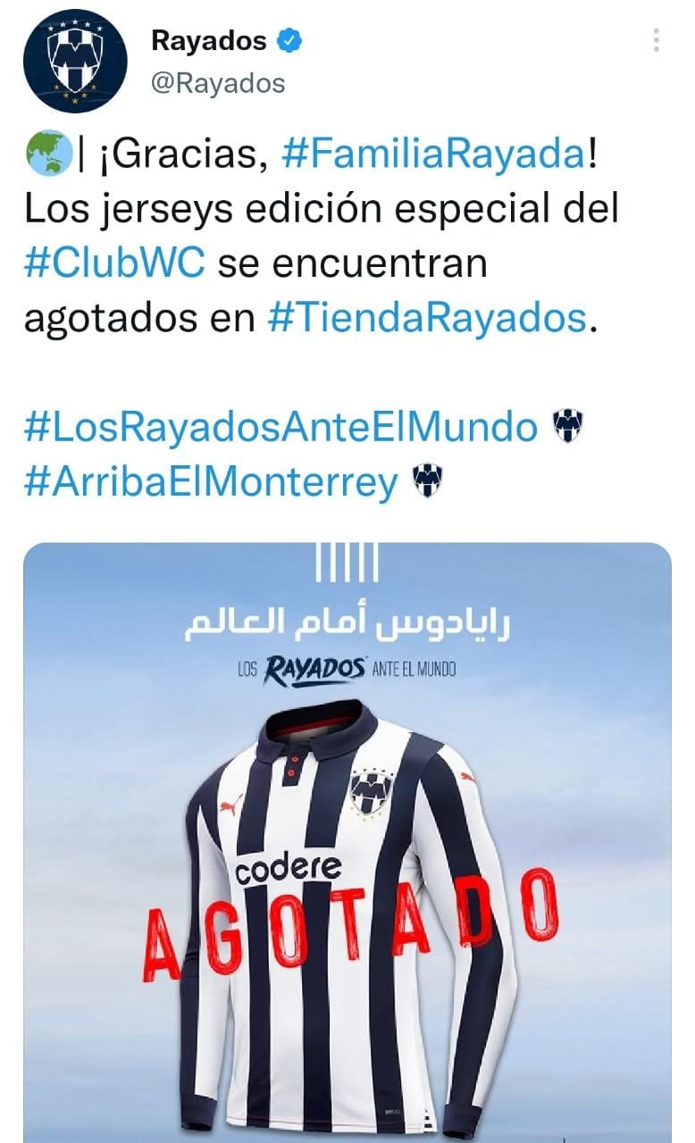 Jersey de Rayados agotado