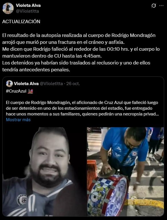 Resultado de autopsia a fan de Cruz Azul