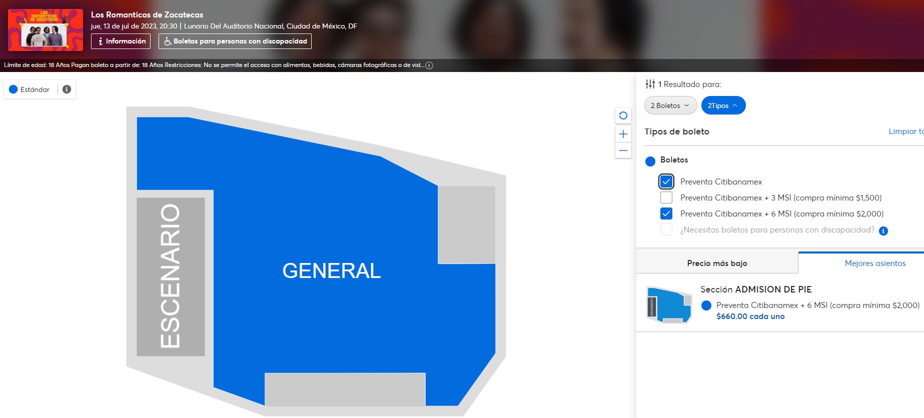 Precio de los boletos para el concierto de Los Románticos de Zacatecas