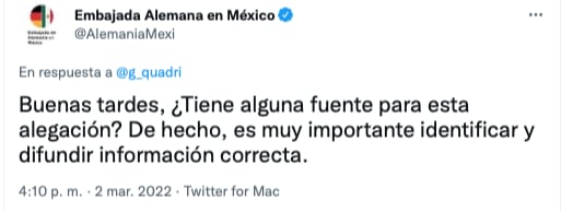 Embajada de Alemania le responde un tuit de controversia de Gabriel Quadri con Alemania