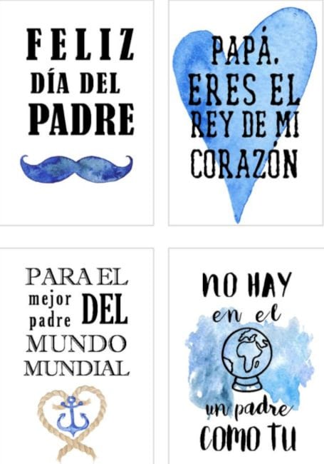 Tarjeta cuádruple azul del Día del Padre