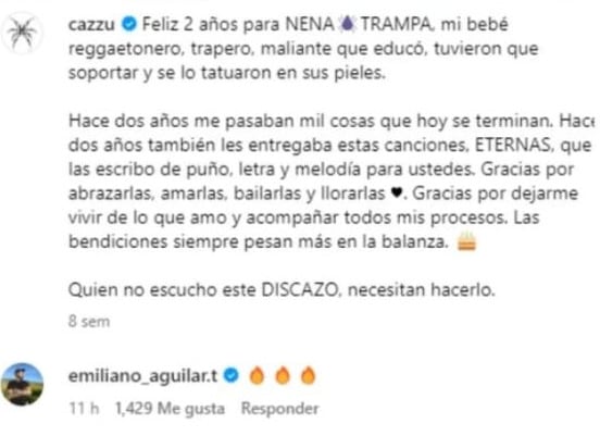 Al no ser invitado a la boda, Emiliano Aguilar le coquetea a Cazzu