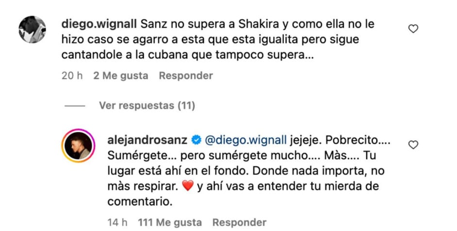 Alejandro Sanz responde a quienes comparan a su novia con Shakira