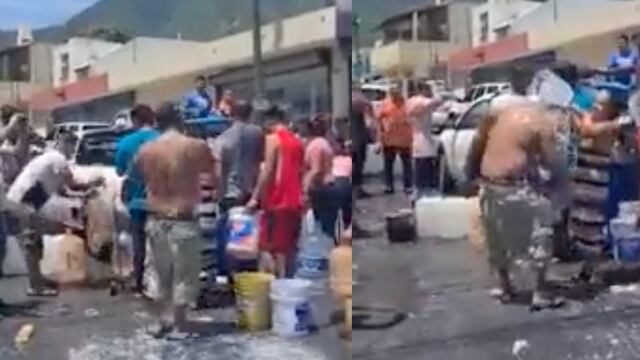 Aprovechan fuga de agua para bañarse