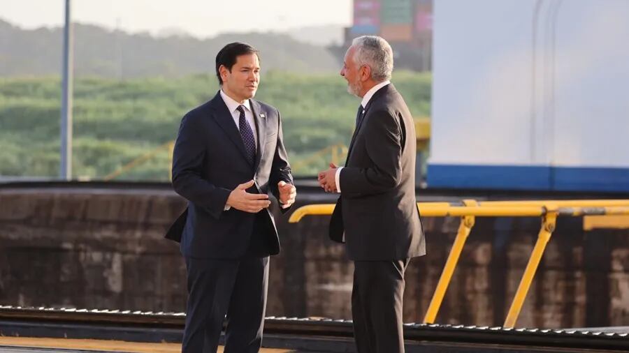 Marco Rubio con el administrador del Canal de Panamá, Ricaurte Vásquez
