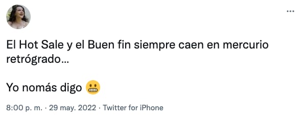 Tuit del Hot Sale y Mercurio Retrógrado