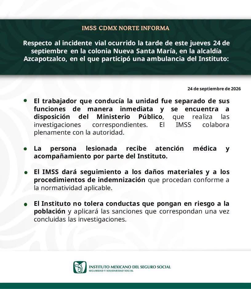 Ambulancia del IMSS choca en Azcapotzalco