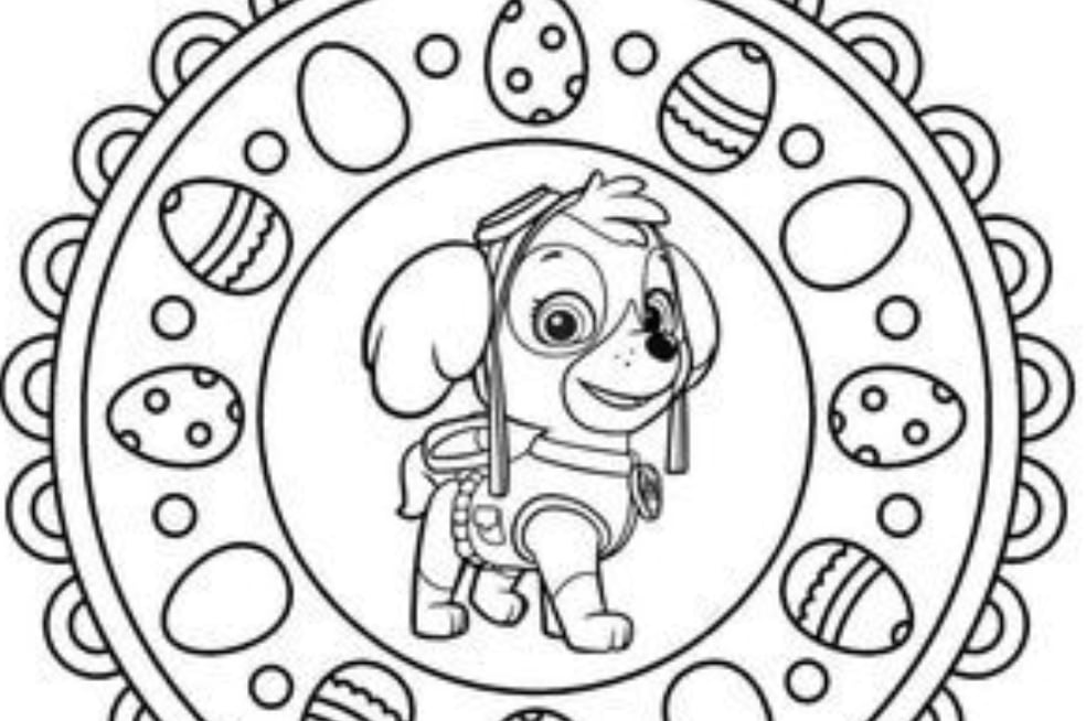 Skye en marco de Pascua de Paw Patrol