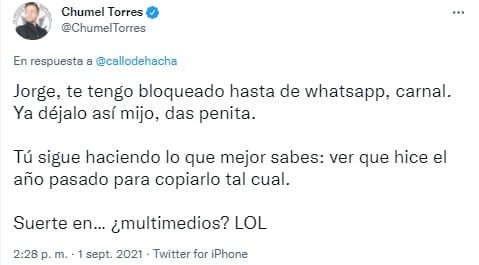 Chumel Torres responde a 'Callo de Hacha'