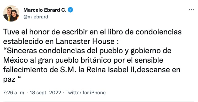 Mensaje en libro de condolencias