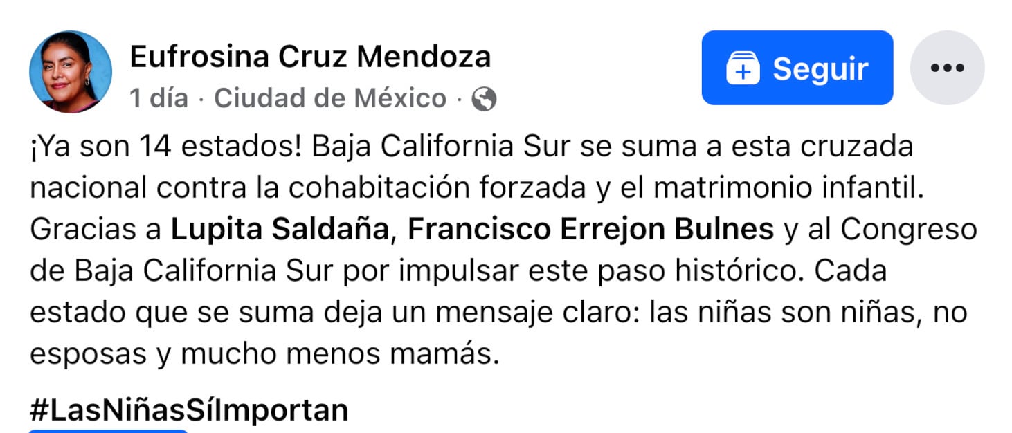 Cruzada Nacional contra el Matrimonio Infantil suma otro estado, van 14