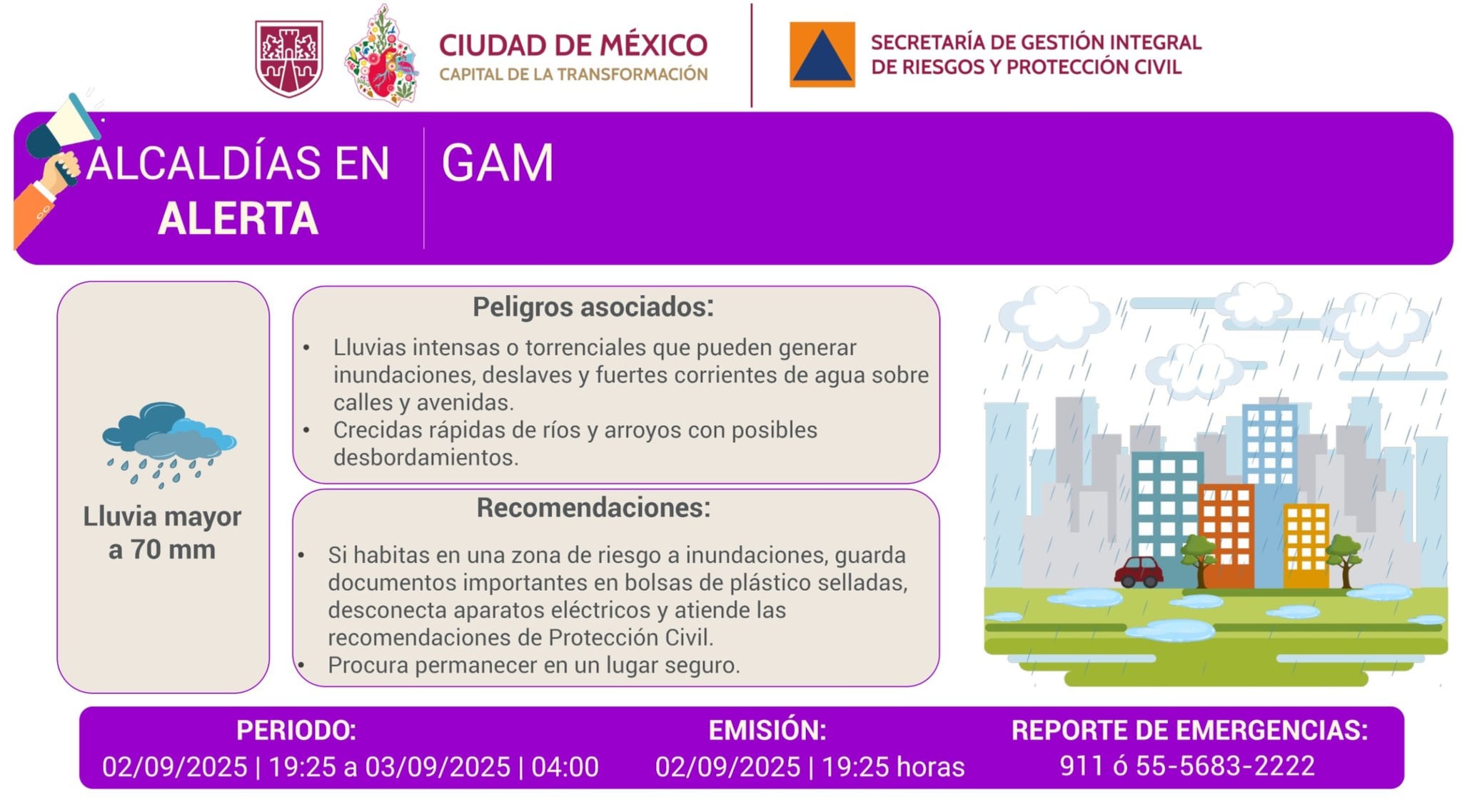 Activan alerta púrpura en la alcaldía Gustavo A. Madero