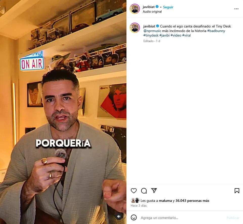 El like de Maluma a una crítica al Tiny Desk de Bad Bunny que causó polémica