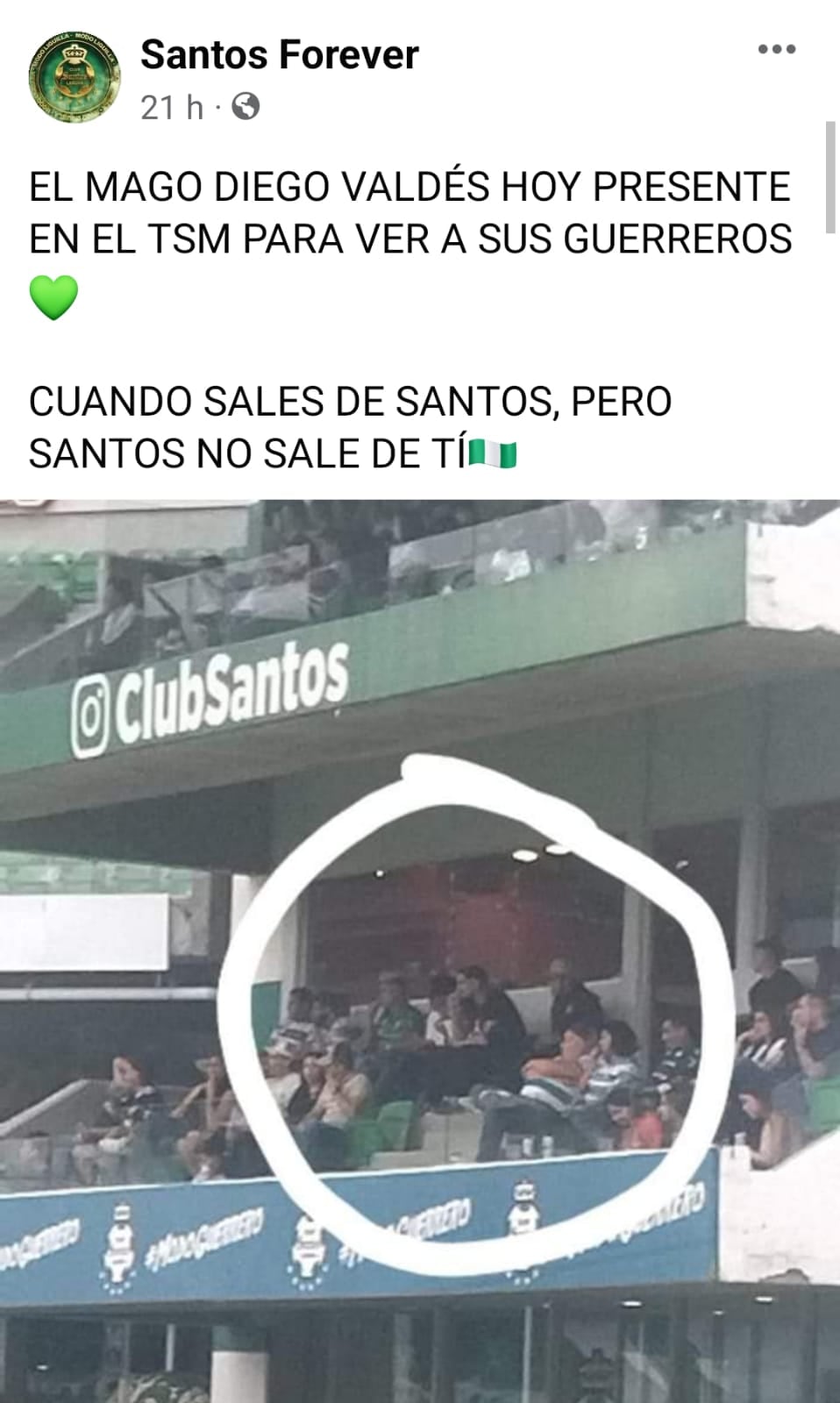 Diego Valdés en el TSM para ver Club Santos Laguna