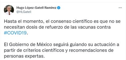 Asegura López-Gatell que no hay evidencia de una dosis de refuerzo en vacunación