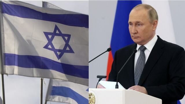 Bandera de Israel / Vladimir Putin, presidente de Rusia