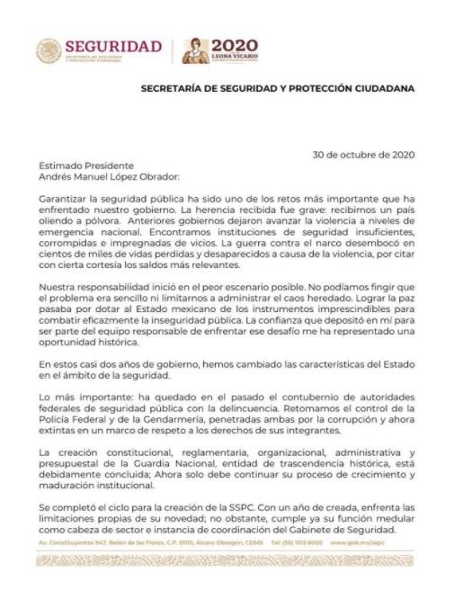 Carta de Alfonso Durazo