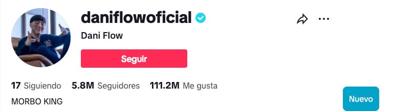 Seguidores de Dani Flow en TikTok.
