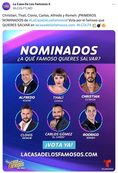 Nominados de La Casa de los Famosos