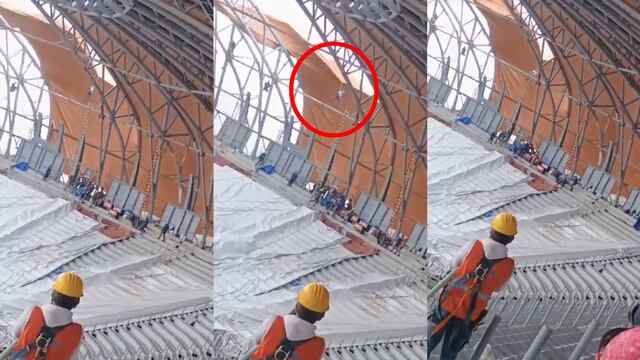 Trabajador quedó colgando en lo más alto del Foro Sol