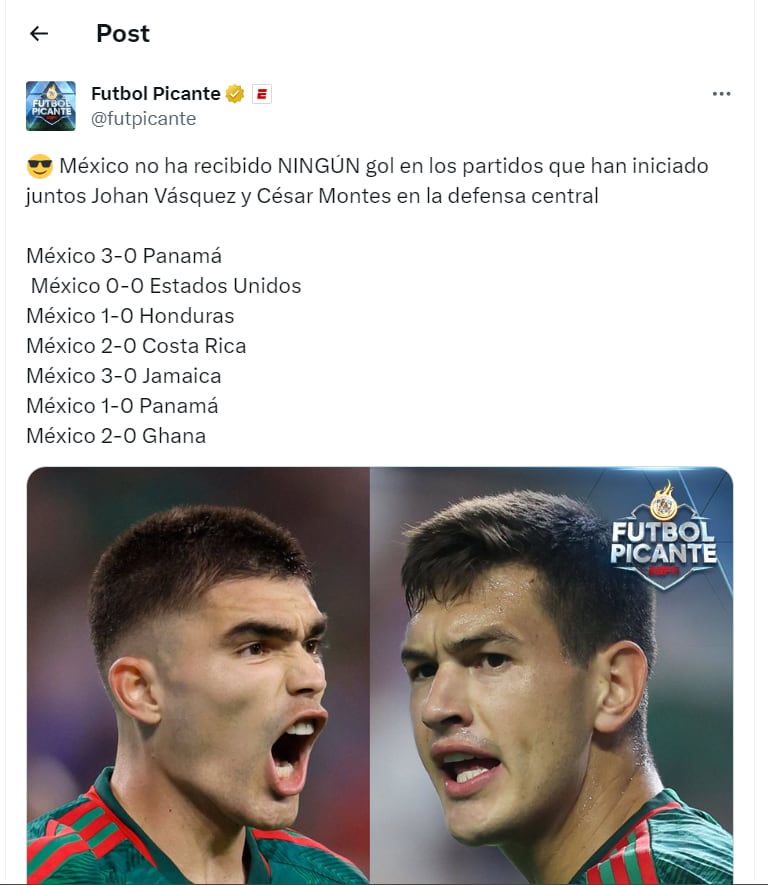 Estadística de Johan Vásquez y Cachorro Montes