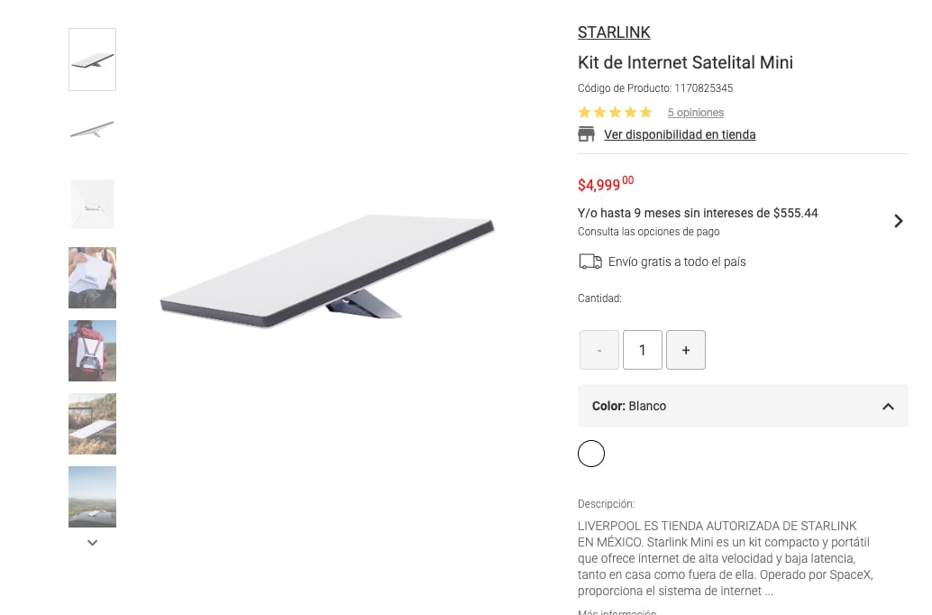 Starlink Mini, su precio en tiendas