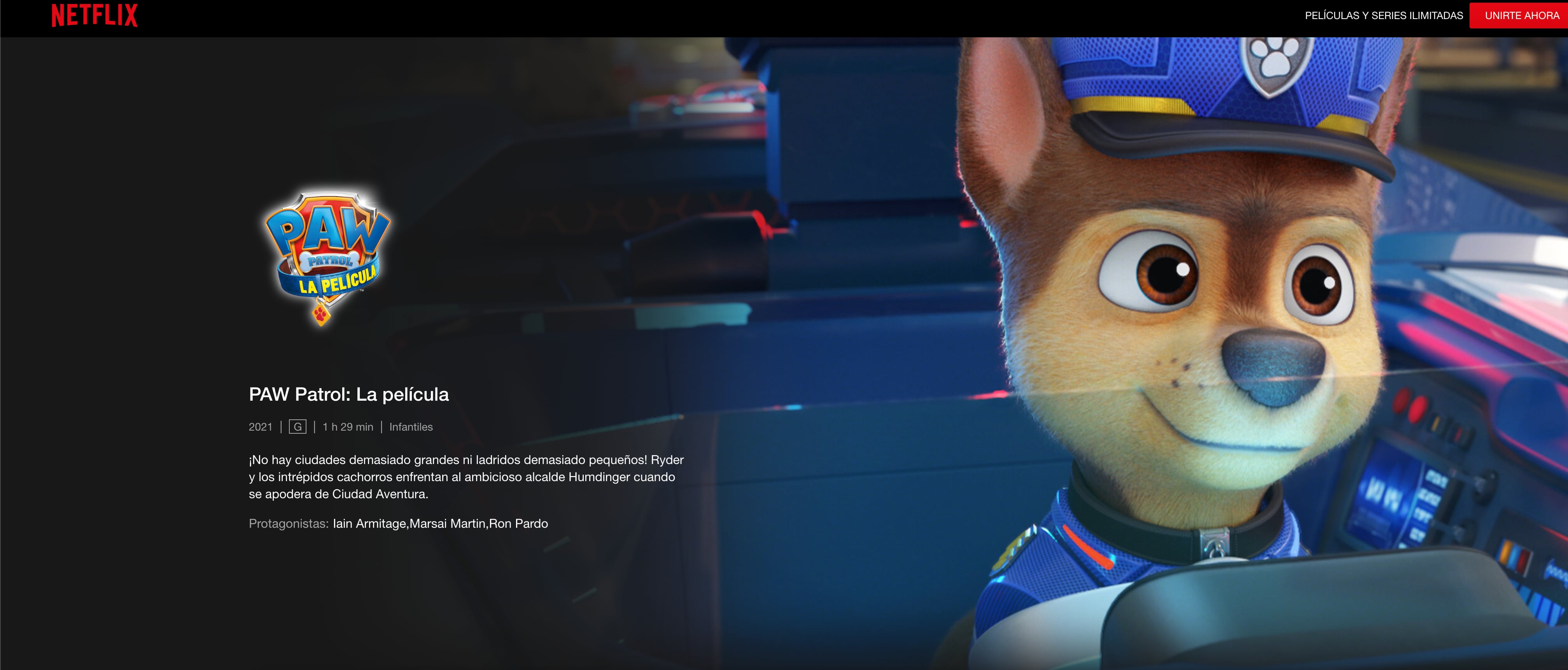 Paw Patrol La Película en Netflix