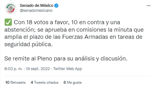 Comisiones aprueban que Ejército permanezca en labores de seguridad hasta 2028