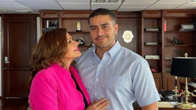 Omar García Harfuch y María Sorté